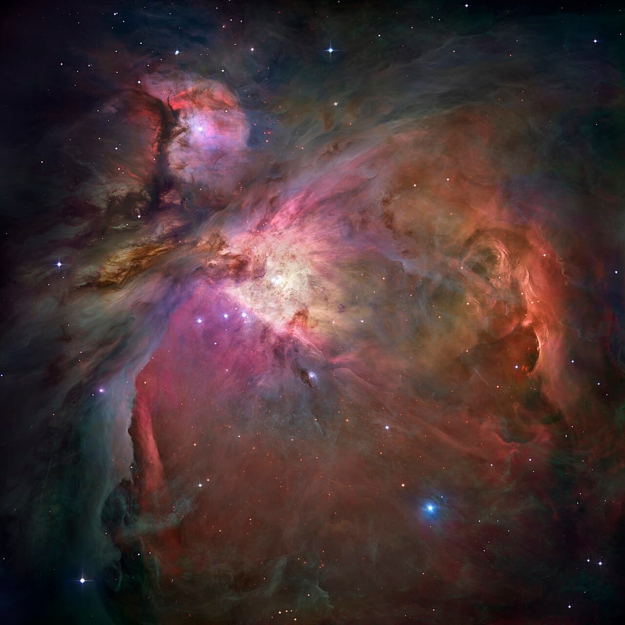 The Orion Nebula glowing in deep space