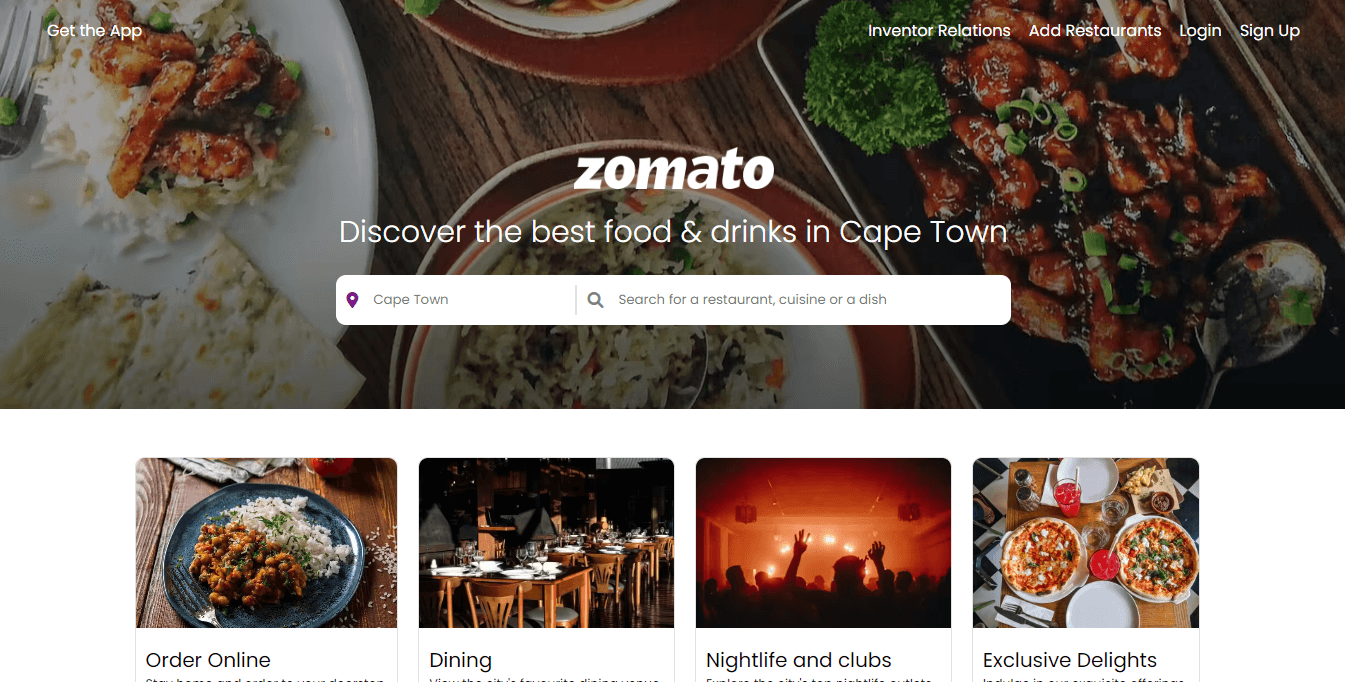 Zomato Landing Page